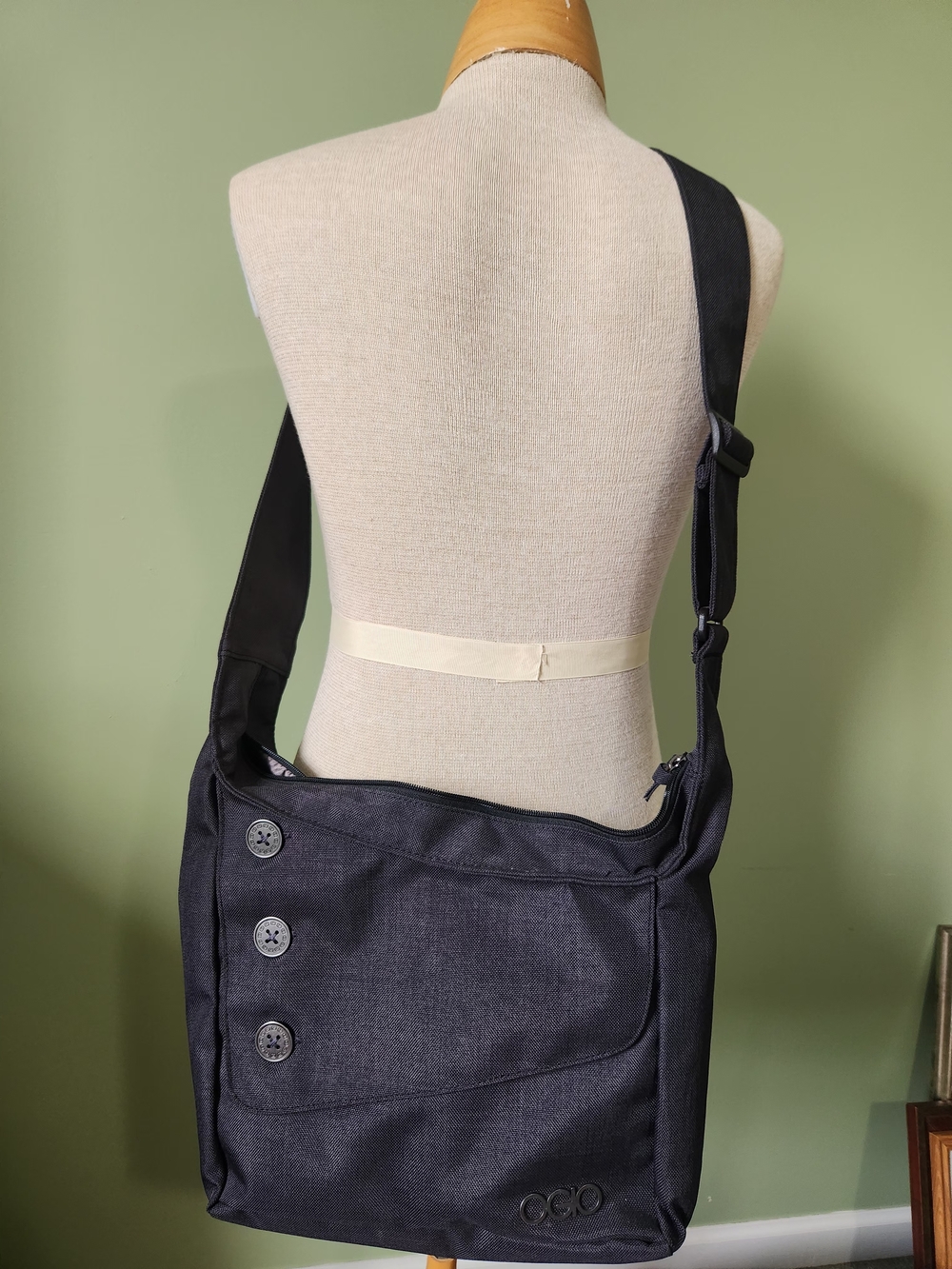OGIO Black Messenger Bag with Button Accents